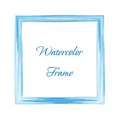 Kartpostallar, afişler, posterler ve yaratıcı tasarım için kare mavi suluboya çerçeve. Vektör illüstrasyonu.