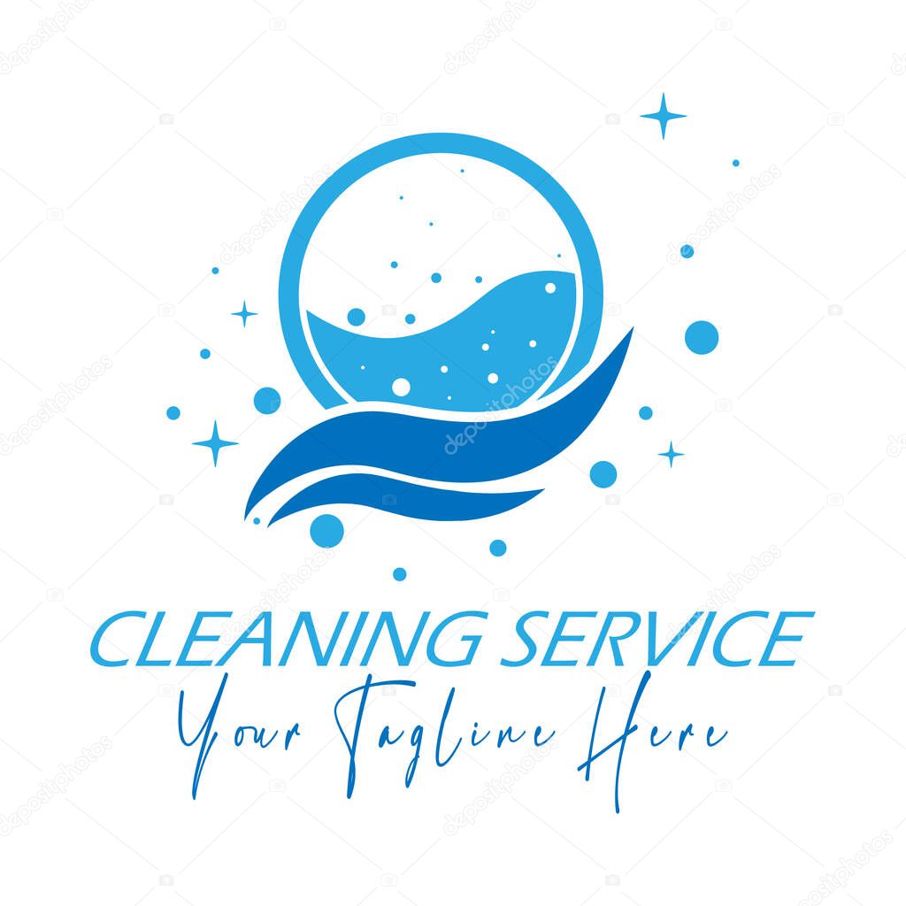 Logo of a laundry or dry cleaning service. Vector illustration for a logo, brand, label. Flat style.