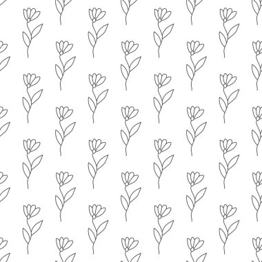 Doku, tekstil ve basit arka planlar için kusursuz çiçek deseni. Vektör illüstrasyonu