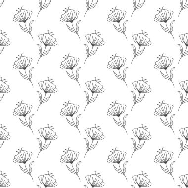 Doku, tekstil ve basit arka planlar için kusursuz çiçek deseni. Vektör illüstrasyonu