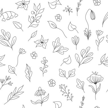 Doku, tekstil ve basit arka planlar için kusursuz çiçek deseni. Vektör illüstrasyonu