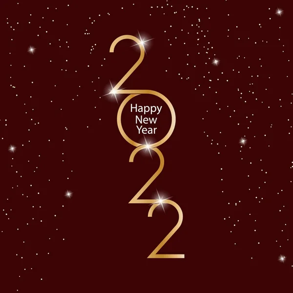 2022年 新年快乐 招贴画和创意设计的金色字母 矢量说明 — 图库矢量图片