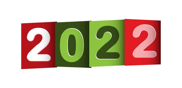 Número 2022 Hojas Cuadradas Nuevo Año 2022 Feliz Navidad Feliz — Vector de stock