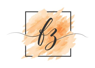 Kaligrafik küçük harfler F ve Z bir çerçevede renkli bir arkaplan üzerinde katı bir çizgi ile yazılır. Basit Biçim