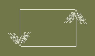 Posterler, kartlar, davetiyeler ve yaratıcı tasarımlar için metin içeren dikdörtgen bir çerçeveye bir dal ekin. Düz biçim