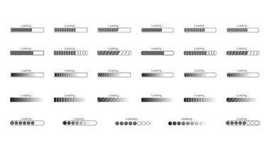 Yükleme çubuğu için bir vektör simgesi seti. Düz biçim