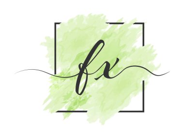 Kaligrafik küçük harf F ve X bir çerçevede renkli bir arkaplan üzerinde katı bir çizgi ile yazılır. Basit Biçim