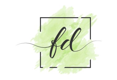 Kaligrafik küçük harf F ve D bir çerçevede renkli bir arkaplan üzerinde sağlam bir çizgi ile yazılır. Basit Biçim