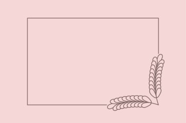 Posterler, kartlar, davetiyeler ve yaratıcı tasarımlar için metin içeren dikdörtgen bir çerçeveye bir dal ekin. Düz biçim