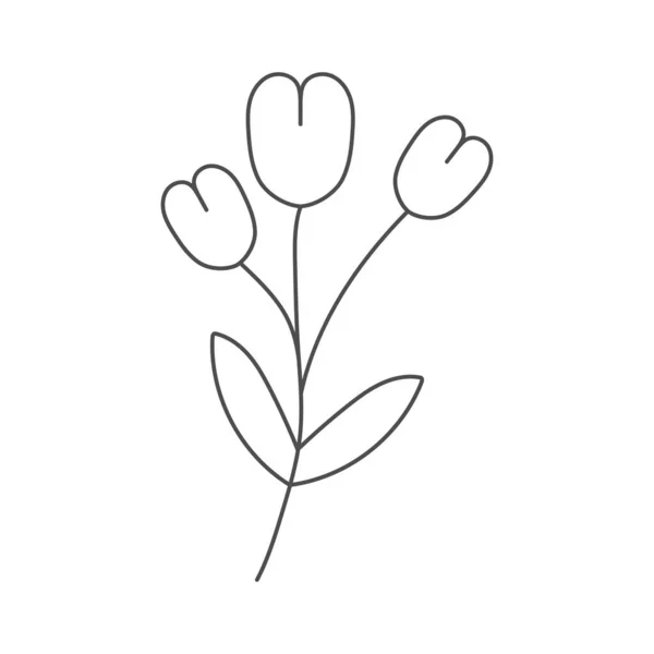 花卉是手绘的颜色书籍 剪贴簿 创意自然设计 明信片 邀请函和印刷品 简单的风格 — 图库矢量图片