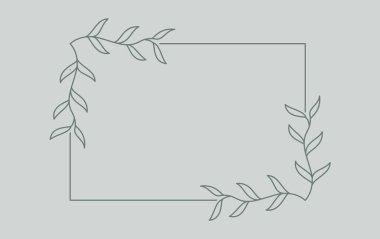 Posterler, kartlar, davetiyeler ve yaratıcı tasarımlar için metin içeren dikdörtgen bir çerçeveye bir dal ekin. Düz biçim