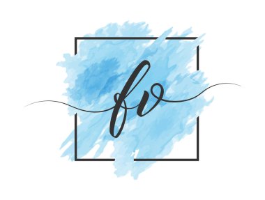 Kaligrafik küçük harfler F ve V bir çerçevede renkli bir arkaplan üzerinde sağlam bir çizgi ile yazılır. Basit Biçim