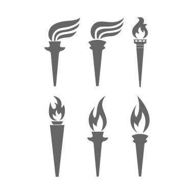 Meşale simgeleri. Logolar, web siteleri, uygulamalar ve tematik tasarım için vektör resmi, düz biçim