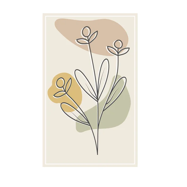 Fleur Est Dessinée Main Sur Fond Coloré Avec Des Figures — Image vectorielle