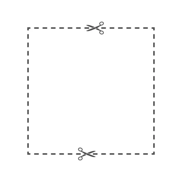 正方形のカットライン 線に沿ってはさみで切断するためのフィールド クーポンを切りなさい — ストックベクタ