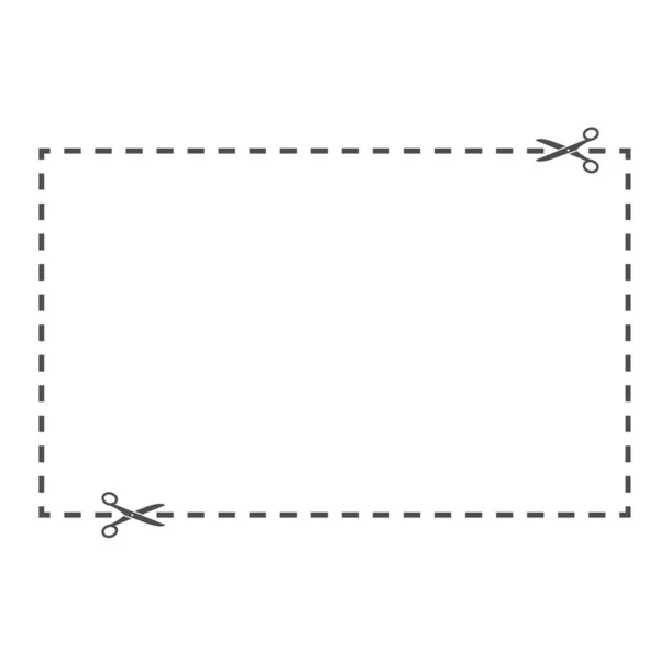 長方形のカットライン 線に沿ってはさみで切断するためのフィールド クーポンを切りなさい — ストックベクタ