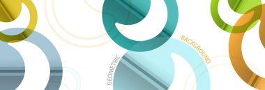 Soyut çemberlerin geometrik arkaplanı. Özgeçmiş, kapak, sunum ve iş projeleri için bir renk şablonu. Düz biçim