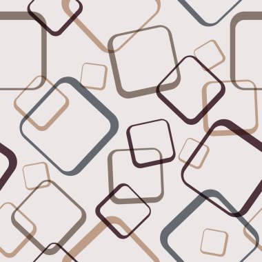 Kesişen karelerin kusursuz soyut konturları. Dokular, tekstil, basit arka planlar, kapaklar ve afişler için vektör illüstrasyon. Düz biçim