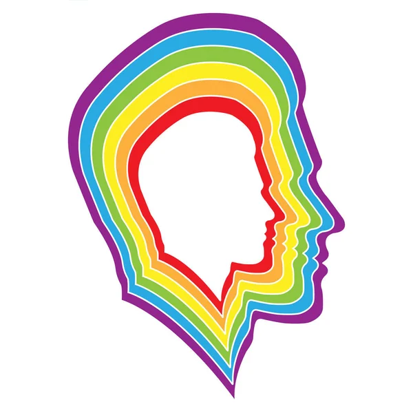 Silueta Una Cara Masculina Colores Lgbt Estilo Plano — Vector de stock