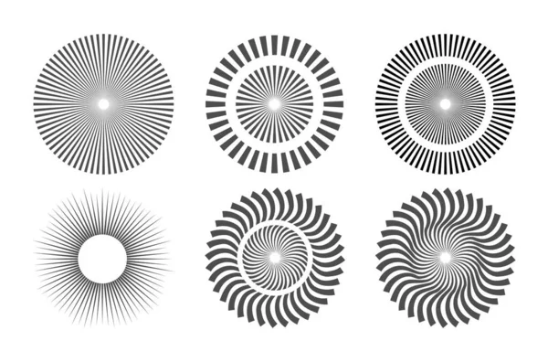 Ensemble Options Pour Lumière Soleil Collection Rayures Radiales Conception Plate — Image vectorielle