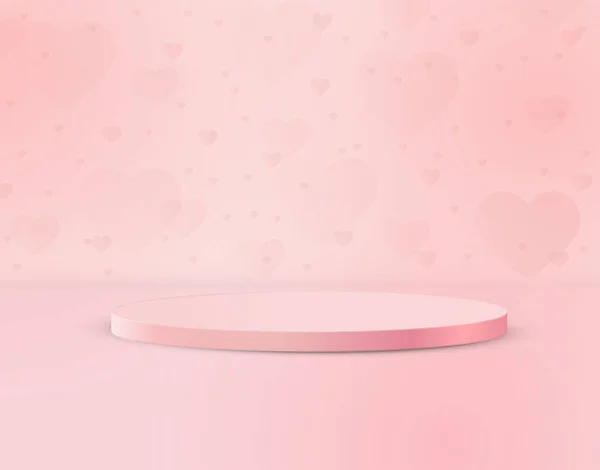 Pódium Pozadí Srdce Růžových Odstínech Ilustrace Svatby Narozeniny Valentýna Gratulace — Stockový vektor