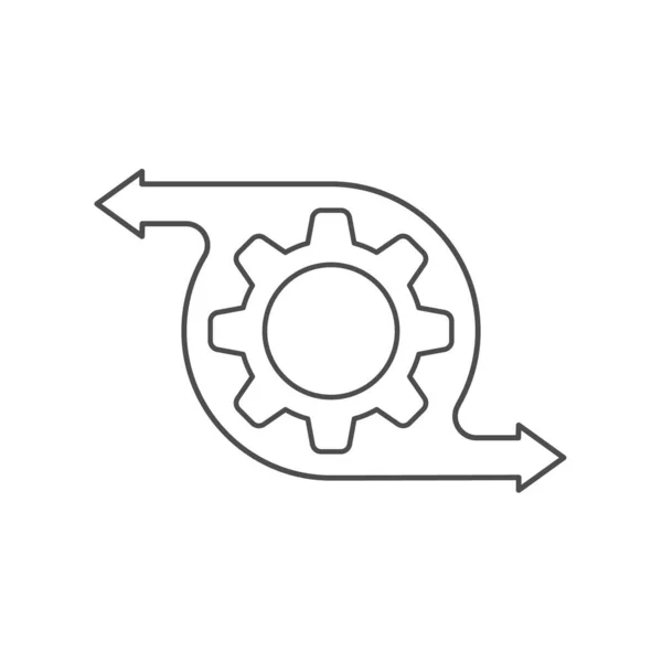 Icoon Van Het Management Optimalisatieproces Het Tandwielpictogram Met Richtingspijlen Voorraadvector — Stockvector