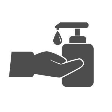 Sıvı sabun ya da dezenfektan sıvısı ikonu. Düz tasarım