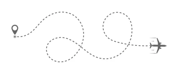 Лінія Курсу Літака Пунктирна Лінія Плоский Дизайн — стоковий вектор