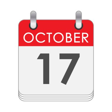 17 Ekim. 17 Ekim tarihli bir takvim sayfası. Düz biçim.