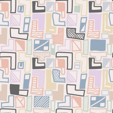 Doku, tekstil, pankart ve yaratıcı tasarım için soyut şekilleri olan kusursuz geometrik desen. Düz biçim.