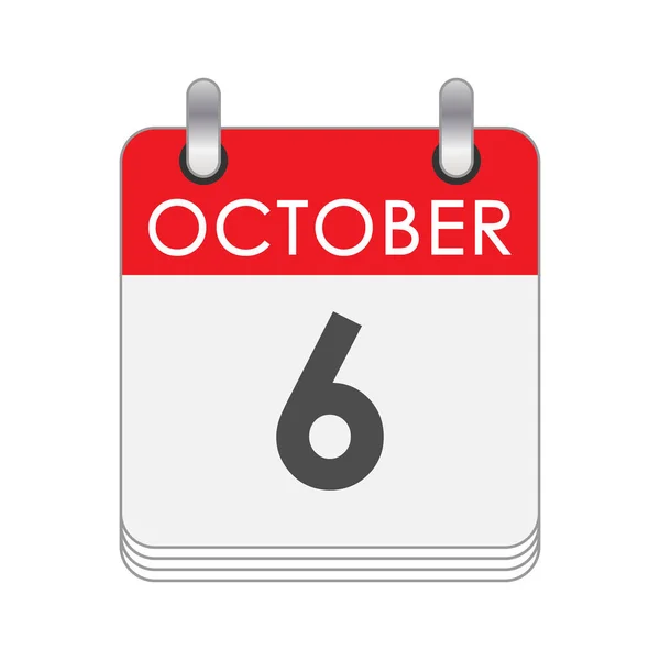 Ekim Takvimde Ekim Tarihli Bir Yaprak Düz Biçim — Stok Vektör