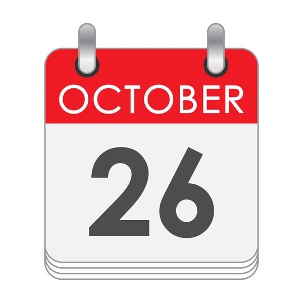 Ekim Takvimin Ekim Tarihli Bir Yaprağı Düz Biçim — Stok Vektör