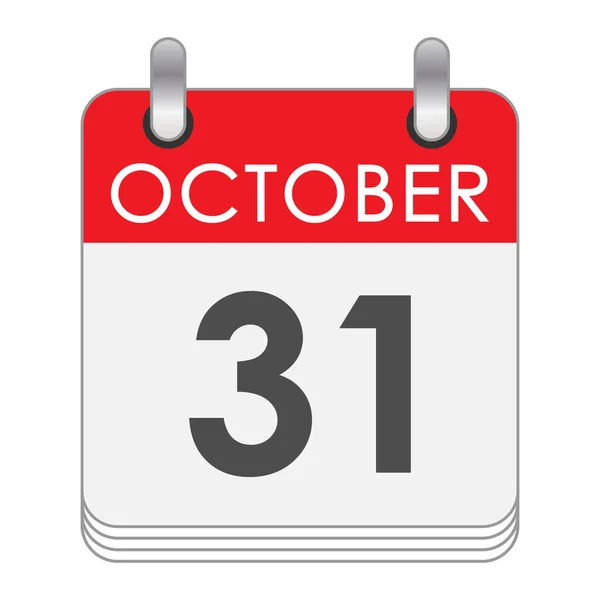 Ekim Ekim Tarihli Bir Takvim Sayfası Düz Biçim — Stok Vektör