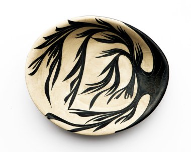 İsrail seramik oval tabak retro tarzı içinde closeup.