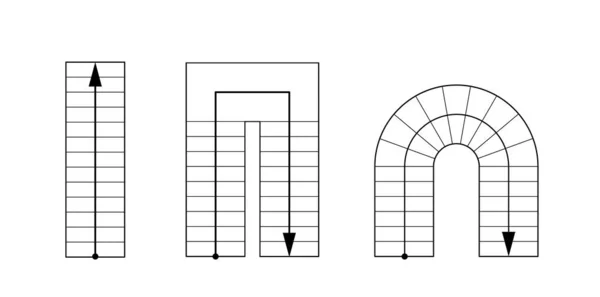 A desenhar escadas, a escadaria com vista para cima. Conjunto arquitectónico. —  Vetores de Stock