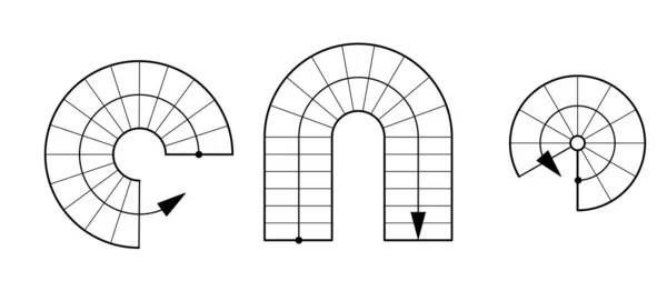 圆形楼梯选项。建筑设计图集. — 图库矢量图片