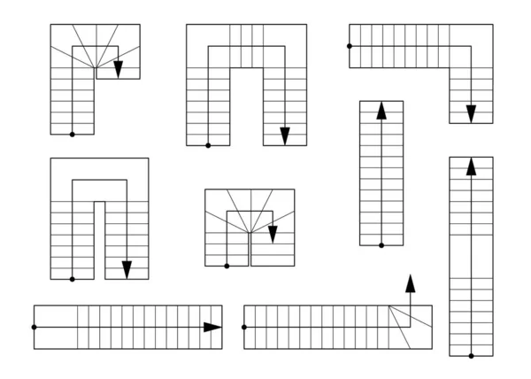 Leiterblick. Architekturelement für Zeichnungen und Skizzen. Verschiedene Treppen — Stockvektor