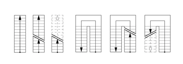 Dibujando escaleras. Conjunto arquitectónico para el diseño de dibujos y bocetos. — Vector de stock