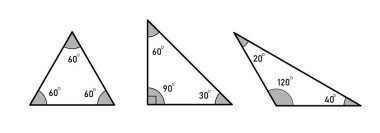 Üçgen tipleri. Kopya kağıdı geometri rehberi seti çalış. Eğitim Bilgileri.