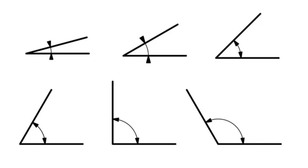 Distintos ángulos matemáticos aislados sobre fondo blanco. Dibujo lineal. — Archivo Imágenes Vectoriales