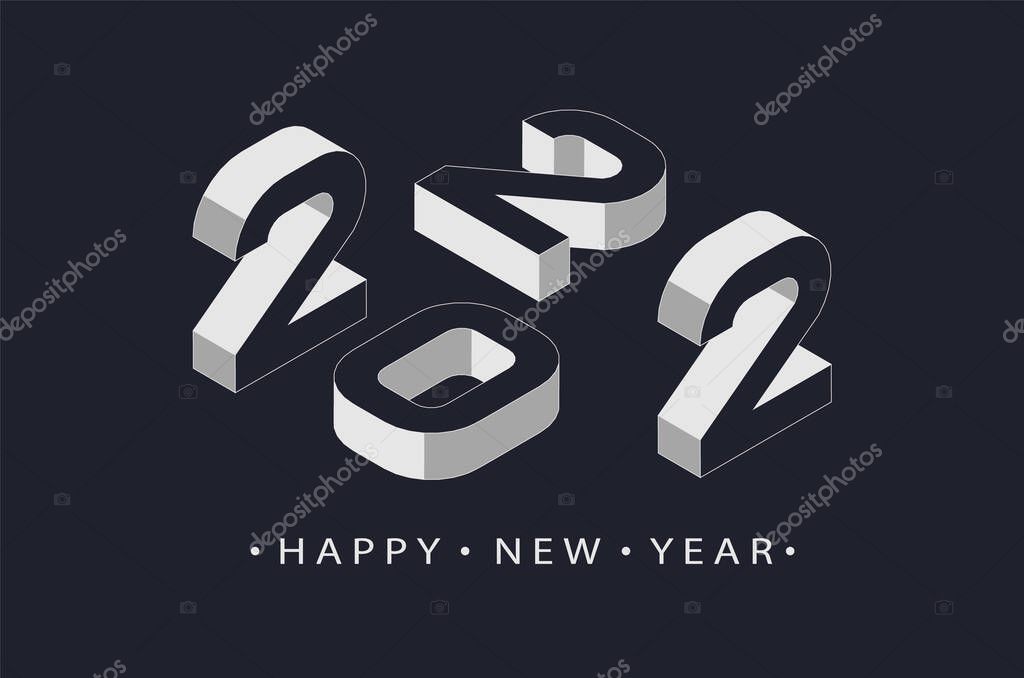 New Year 2022 celebration. Modern Christmas design for banner, poster, calendar, postcard, greeting cards, invitations, flyer, sticker, stripe, web.