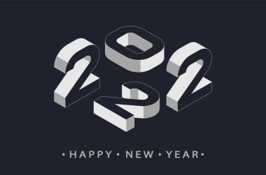 2022 3D sayılar. Broşürler, broşürler, broşürler, afişler, kartpostallar için mutlu yıllar. Vektör illüstrasyonu.