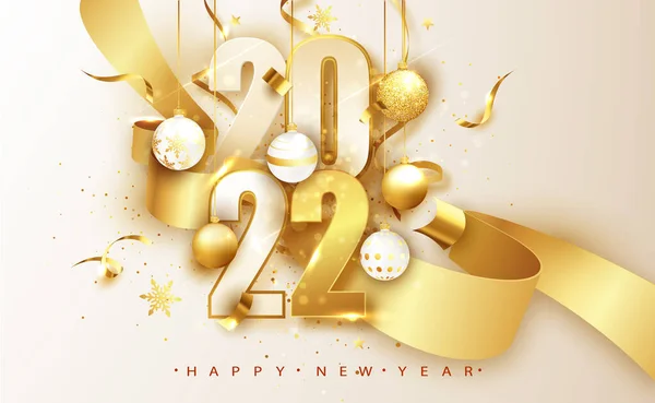 2022 Happy New Year background. Bannière avec chiffres date 2022. Illustration vectorielle. — Image vectorielle