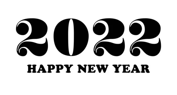 2022 Feliz año nuevo Texto Diseño Ilustración vectorial. Banner con números 2022 sobre fondo blanco. Números estilo minimalista. Diseño de la tarjeta de felicitación — Vector de stock