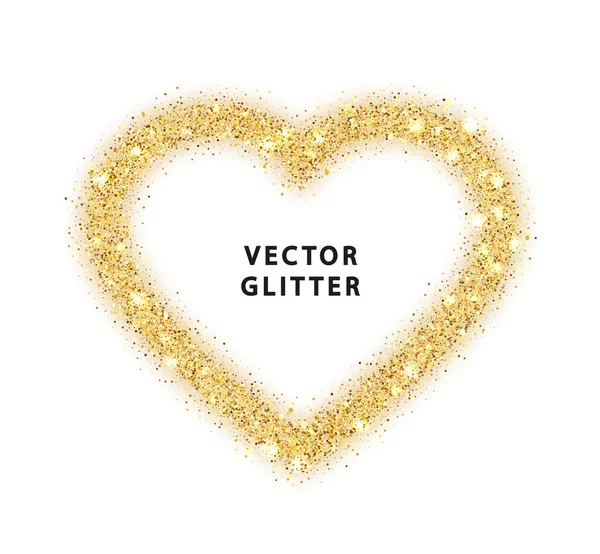 Καρδιά Από Χρυσό Λάμπει Glitter Σκόνη Μεταλλικό Κομφετί Διάνυσμα Φόντο — Διανυσματικό Αρχείο