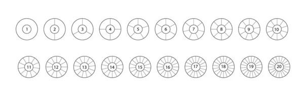 Dividi Cerchio Cerchi Segmentati Sono Isolati Uno Sfondo Bianco Elemento — Vettoriale Stock