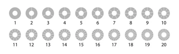 Diferentes Gráficos Redondos Gráficos Pastel Conjunto Gris Vector Ronda Sección — Vector de stock