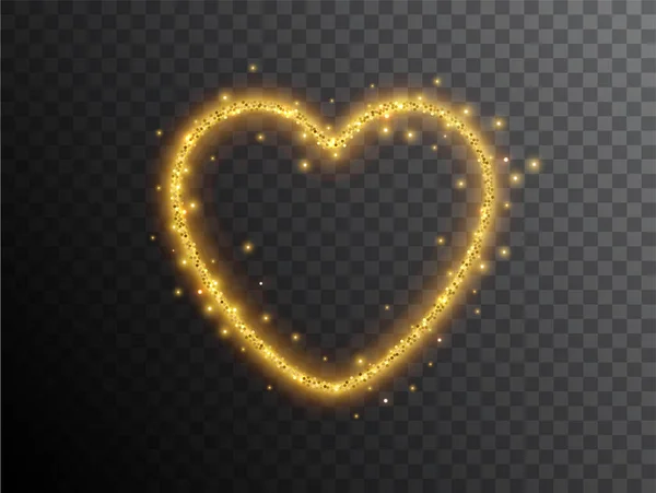 Effet Lumière Coeur Forme Sur Fond Noir Brillant Néon Coeur — Image vectorielle