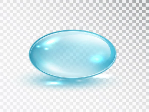 Cápsula Azul Burbuja Oval Aislada Sobre Fondo Transparente Cápsula Aceite — Vector de stock