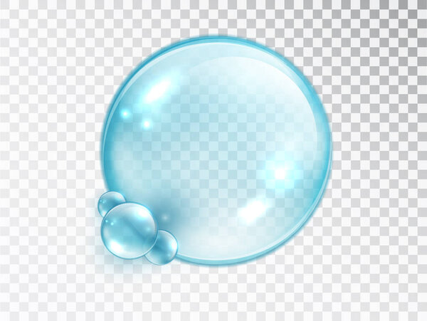 Water bubbles Isolated on checkered background. Transparent Realistic Soap Bubbles. Can be used with any background